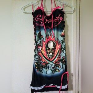 Ed Hardy Multicolor Skull Flame Dress